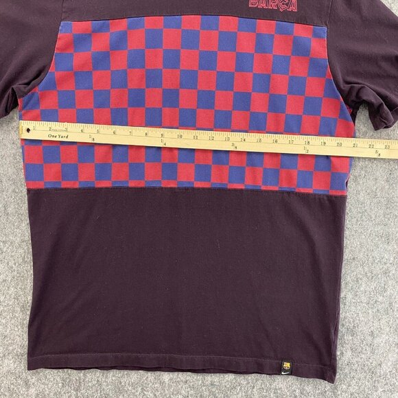 Nike FC Barcelona T Shirt Mens L Travel Crest 19/20 Burgundy Checkerboard Tee - Picture 7 of 9